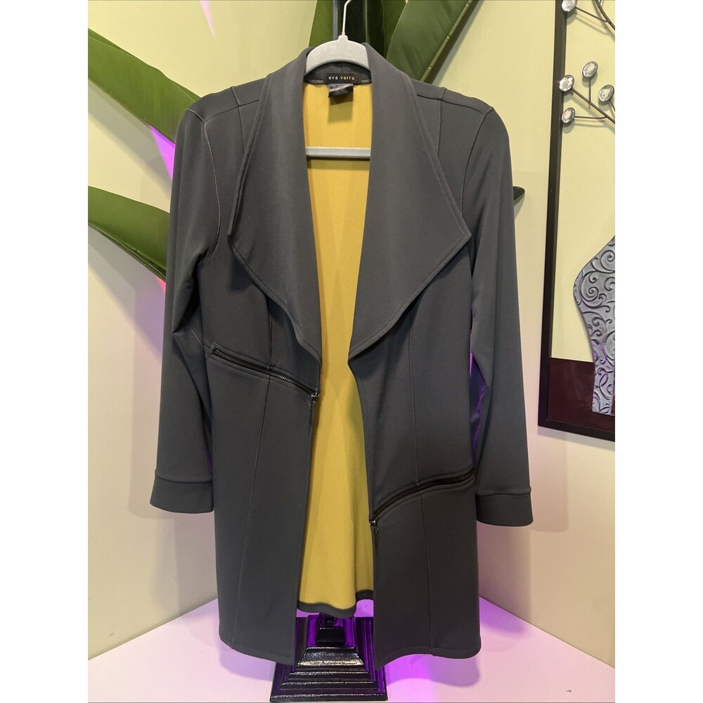 Eva Varro Barcelona Jacket  Asym Zip Open Collared Preppy Career Size Small
